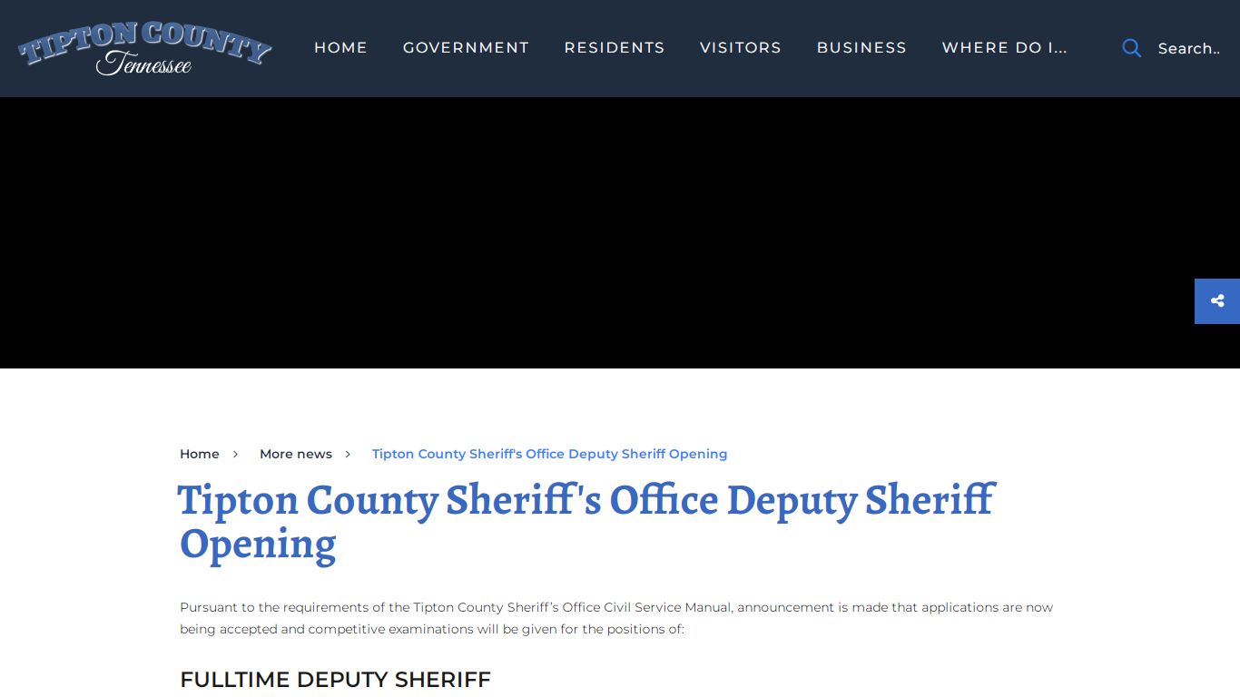 Tipton County Sheriff's Office Deputy Sheriff Opening